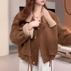 스웨이드 퍼안감 브라운 무스탕자켓 포근 겨울아우터