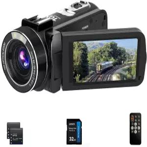 ORDRO 4K 비디오 카메라 캠코더 10배 광학 줌 30MP 24FPS 브이로그 3.0인치 IPS 터치스크린 디지털 32G