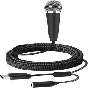 리치폰 USB C 미니 마이크 노래방 안드로이드 15/노트북/맥용 휴대용 ASMR 음성 녹음 노래 인터뷰용 유선