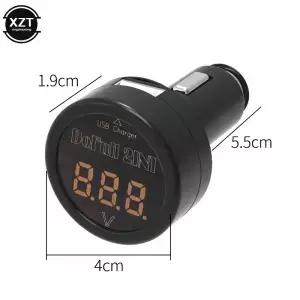디지털 LED 자동차 라이터 전압계 트럭 USB 충전기 12V/24V 온도 측정기 2 in 1