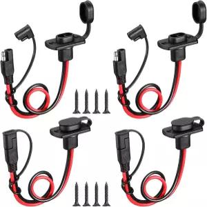 투안세 4팩 SAE 전원 소켓 측벽 포트 12Awg 퀵 커넥터 연장 케이블 태양광 패널 발전기 배터리 충전기 RV
