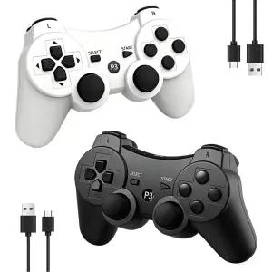 PS3 충전식 게임용 MOVONE 무선 컨트롤러 2팩 케이블 2개 포함 Playstation3와 호환 가능