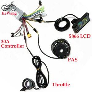 24V 36V 48V 500W 1000W 30A 사인파 브러시리스 모터 컨트롤러 S866 LCD 디스플레이 PAS 및 스로틀 포함 전동 스쿠터/전기 자전거용