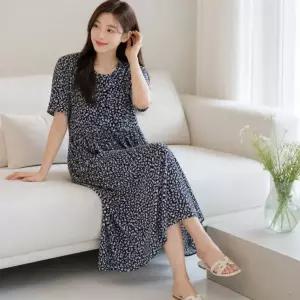 롱원피스 여성 루즈핏 치마 반팔 플라워 패턴 봄 여름 가을 데일리룩 하객룩