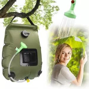 SiyphuNing 5 Gal/20L 태양열 캠핑 샤워백 탈부착 가능한 호스와 온오프 전환 헤드 포함