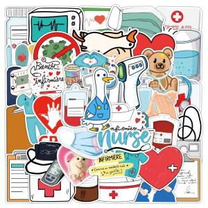 50Pcs 의사 간호사 청진기 스티커 방수 바이크 오토바이 노트북 스케이트 보드 수하물 DIY 데칼