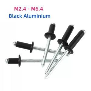 블랙 알루미늄 라운드 헤드 팝 리벳 오픈 엔드 장식 블라인드 M2.4 M3 M5 M6.4