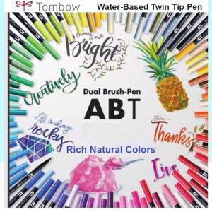 Tombow 수채화 마커 세트 10pcs ABT 나일론 소프트 팁 듀얼 브러시 펜 비 블리드 무독성 안전 드로잉 핸드