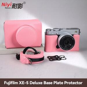 Fujifilm Fuji X-E5 xe5용 카메라 케이스 디럭스 가죽 보호 커버 및 어깨끈 렌즈 후드 하단(1/4 나사 구멍