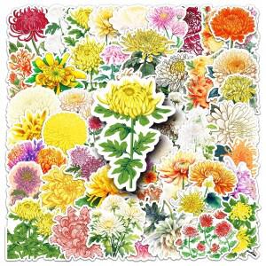 50-100PCS 국화 낙서 스티커 물병 전화 케이스 스케이트 보드 노트북 꽃 식물 장식 데칼