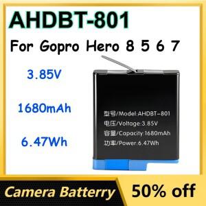 3.85V 1680mAh/6.47Wh AHDBT-801  리튬이온 배터리 팩 (고프로 히어로 8 5 6 7 블랙용 완전히 디코딩된 카