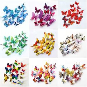 12pcs 범용 3D 나비 스티커 홈 장식 웨딩 귀여운  벽 사무실