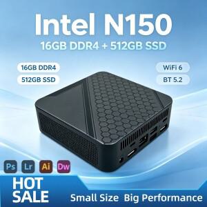 2026 인텔 N150 휴대용 미니 소형 PC 4C4T 3.6GHz 16GB DDR4 M.2 NVMe SSD 512GB 트리플 4K WiFi6 BT5.2 저