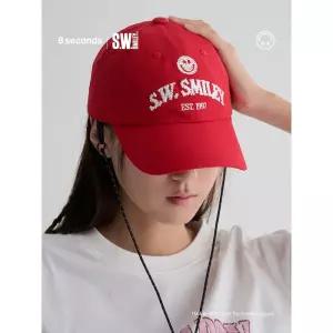8 seconds S.W.SMILEY 자수 로고 볼캡모자 - 레드 1093238