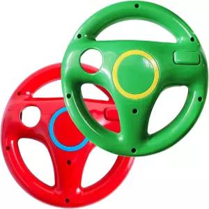 DOYO 2팩 Wii 컨트롤러용 스티어링 휠 마리오 카트 레이싱 탱크 및 기타 U 게임 레드 그린