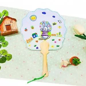 고품질 토끼 그림 꽃모양 미술 부채만들기 여름용품 여름선물 부채꾸미기 재료 재료 수업 활동 WFPTYSQ