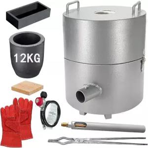 AMCJJ 12KG 용해로 키트 프로판 업그레이드된 더 안전한 주조로 금·은·구리·알루미늄 제련 보석 제작 및