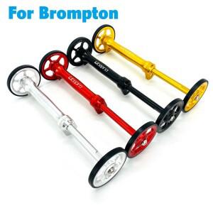 Brompton 접이식 자전거 후면 카고 랙 베어링 용 Litepro Easywheel 및 연장 막대 Easy Wheel 텔레스코픽