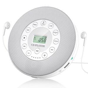루카사 휴대용 블루투스 CD 플레이어 내장 스피커 스테레오 개인용 MP3 충전식 소형 자동차 디스크 음악 USB 플레이 충격 방지