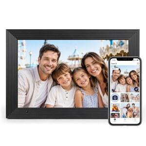 AEEZO 디지털 액자 10.1인치 WiFi 전자 32GB 메모리 1280 * 800 IPS HD 터치스크린 AiMOR 앱을 통한 자동 회전 쉬운 설정 부모님과 조부모님을 위한 선물 블랙