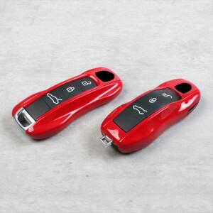 포르쉐 911 718 파나메라 카이엔 마칸용 자동차 키 케이스 포브 쉘 커버 카민 레드 컬러 원격 제어 교체 액