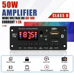 ARUIMEI 50W 12V MP3 디코더 보드 블루투스 5.0 25W 자동차 플레이어 USB 모듈 스피커 용 FM AUX 라디오