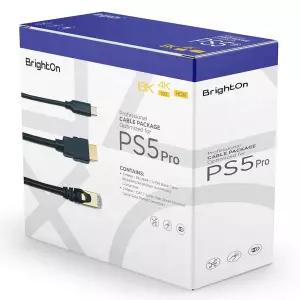BrightOn - PS5 PRO와 호환되는 최적화 세트 8K HDMI 2.1 HDR 8K@60Hz/4K@120Hz 골드 플레이트 CAT 7 슈퍼