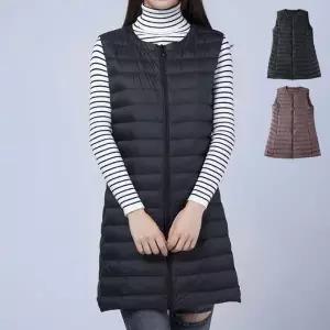 [아웃도어스/골피아]경량롱쪼끼(차이나넥) 조끼 롱경량 베스트 패딩 롱패딩 여성 겨울 가벼운
