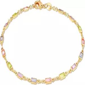 Barzel 18K 골드 도금 및 멀티 컬러 크리스털 바게트 발찌