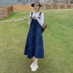 데님 원피스 청멜빵 A라인