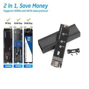 M.2 NVME PCIe NGFF  듀얼 프로토콜 SSD 케이스 투명 USB C타입 10Gbps PCI-E 외장 하드 디스크 박스