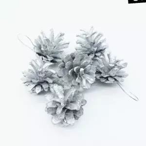 실버 이벤트용품 솔방울장식 성탄절 모형 트리 대형6개입