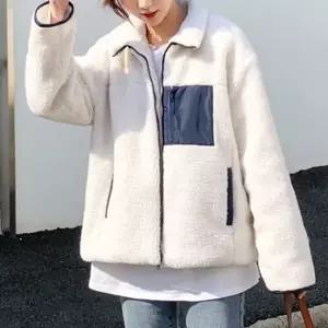여자 겨울 캐주얼 나들이 룩 양털 후리스 집업 자켓