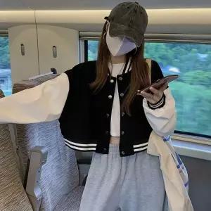 여자 대학생 엠티 여행 간절기 항공 점퍼 바시티 자켓