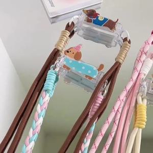 1+1 강아지모양 휴대용 핸드폰 스트랩 백클립 고정 끈 목걸이
