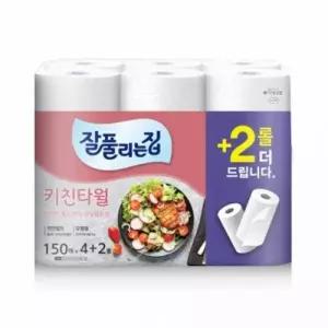 [제이큐]150매 4+2 6개입 일회용행주 티슈 걸레 주방행주 데질엠보싱 데질 주