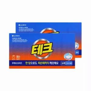 테크 간편시트 후레쉬 브리즈 실내건조 시트세제 일반드럼 겸용 36매 2개
