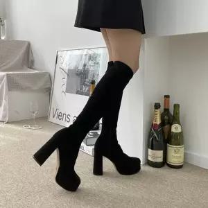 가보시 하이힐 스웨이드 부츠 롱 패션디자인