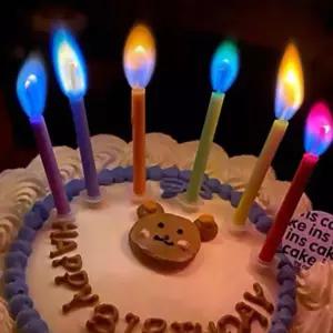 (올핀)무지개초 불꽃초 생일 파티 초 특이한 색깔 촛불