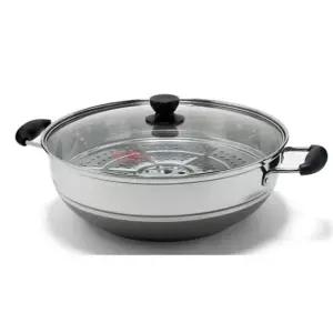 퀸센스 인덕션 찜기 냄비 찜통 채반 찜솥 1단 34cm조리용 스텐 가정용 요리 주방