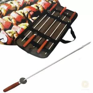 스토어-소유몰 원목 스테인리스 바베큐 꼬치 일열 5P 야외요리도구