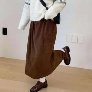 스트링 롱스커트 소리디 밴딩 골덴