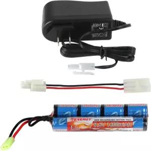 AEG용 미니 타미야 커넥터가 포함된 Tenergy RC 배터리 충전기 및 9.6V NiMH 1600mAh 충전식 버터플라이 팩
