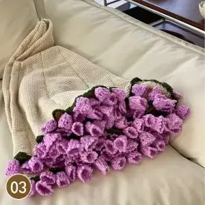 80/120cm 크로셰 장미 꽃다발 담요 완제품 손뜨개 홈데코 침대 소파 덮개