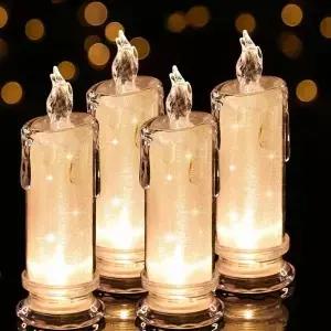 크리스탈 양초 LED 빛 투명 Flameless 배터리 전원 랜턴 밤 램프 웨딩 파티 생일 크리스마스 할로윈 장식