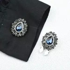 ICEYY 2PCS 코트 스타일 빈티지 물방울 모양 금속 꽃 여성용 버튼 커버 세트 커프스 핀 의류 액세서리