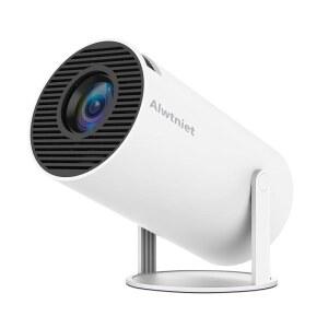 와이파이 및 블루투스 기능이 있는 HY300PRO 미니 프로젝터, 휴대용 프로젝터 4K 지원, 오토 키스톤, 에어 마우스 리모컨, 음성 제어, 실외/침실/영화용 180도 회전 스마트