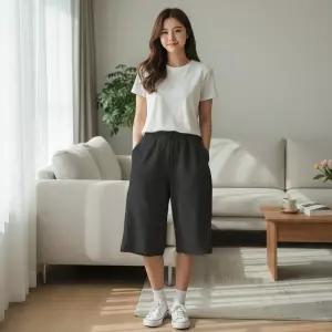[다잇템]여자 고무줄 빅사이즈 클래식 내추럴 반바지