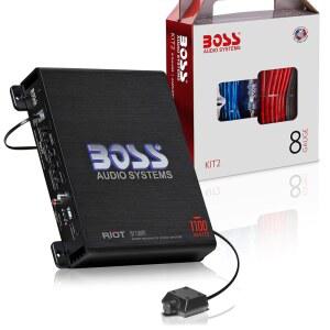 BOSS Audio Systems R1100MK 1100와트 모노블록 카 앰프 및 배선 키트