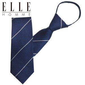 [엘르옴므][ELLE HOMME] 엘르옴므 실크 지퍼/자동 넥타이-펜슬 네이비 7cm